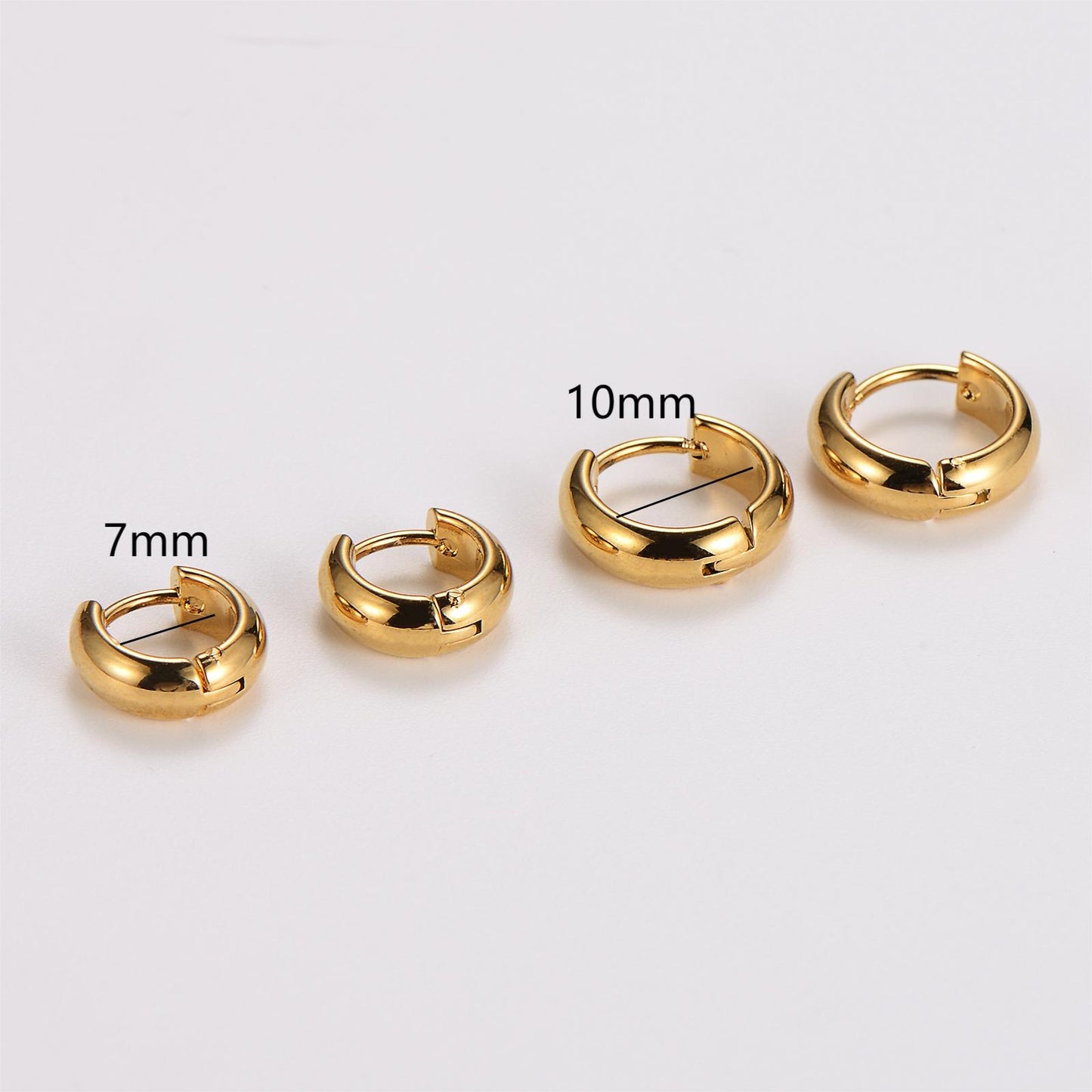 12 Pairs Vintage Style Classic 304 Stainless Steel Hoop Earrings - 4mm Wide