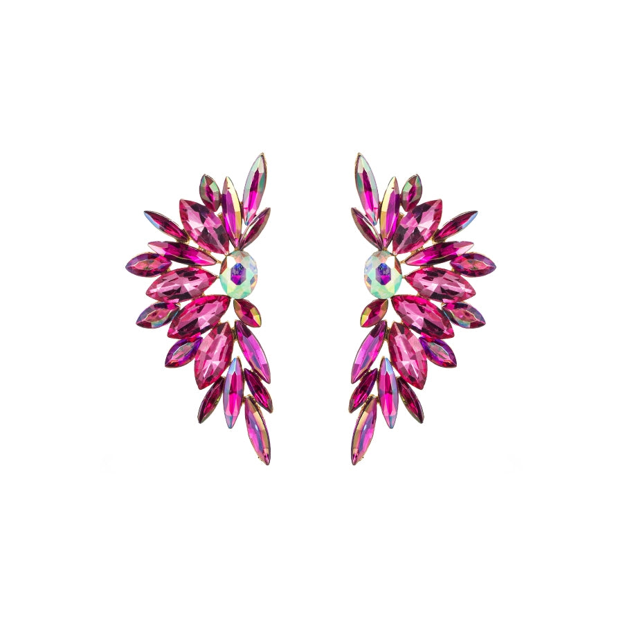 Baroque Floral Rhinestone Gold Plated Stud Earrings