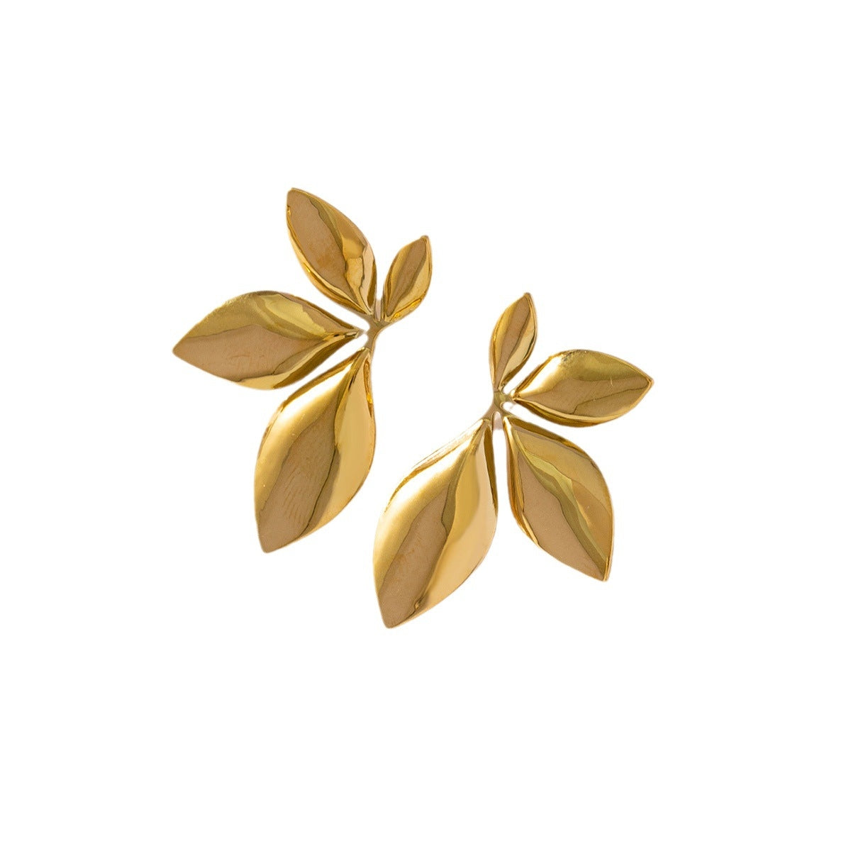 1 Pair Classic Leaf Dragonfly 18K Gold Plated Stainless Steel Hoop Earrings