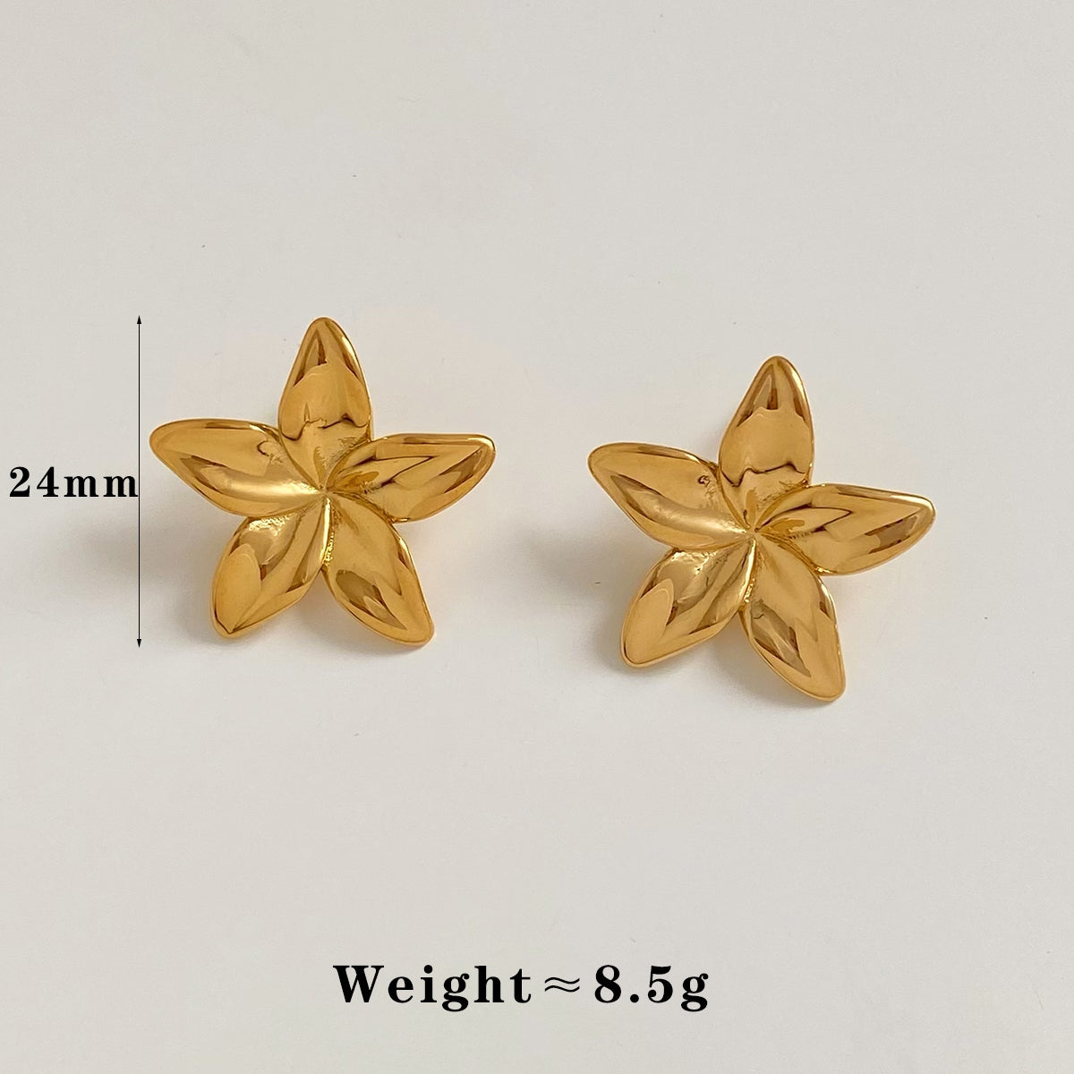 1 Pair Modern Leaf Flower Design 16K Gold & White Gold Plated Stainless Steel Earrings