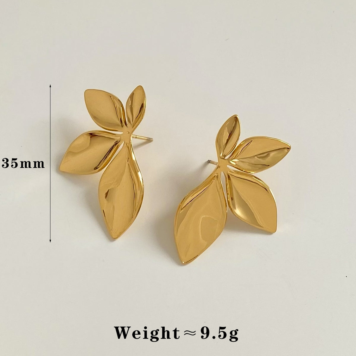 1 Pair Modern Leaf Flower Design 16K Gold & White Gold Plated Stainless Steel Earrings