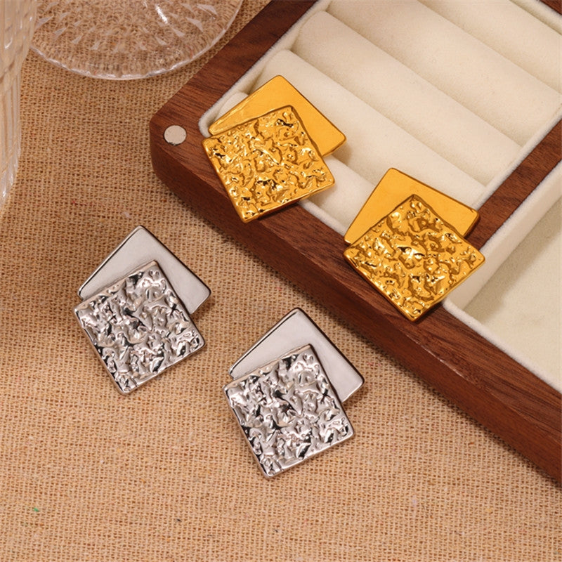 1 Pair Geometric Plating 304 Stainless Steel Irregular Square Earrings