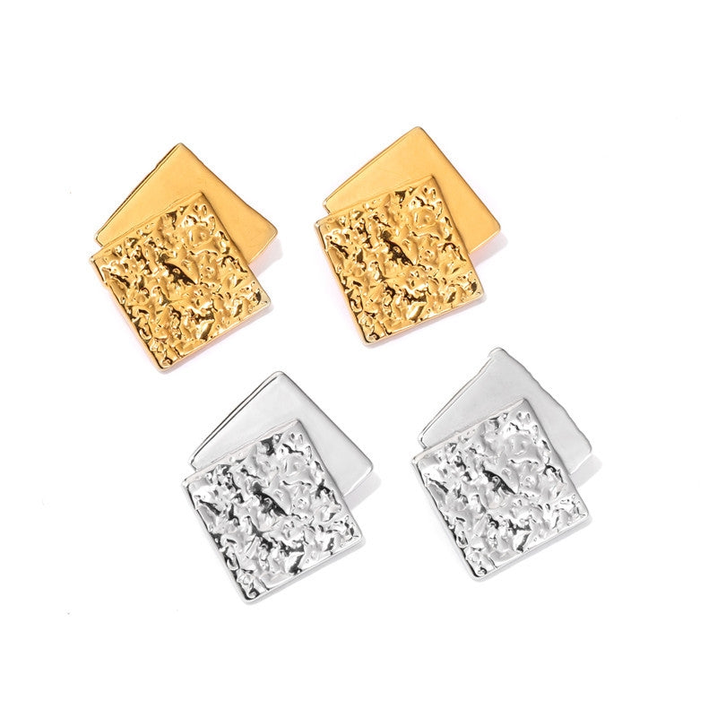1 Pair Geometric Plating 304 Stainless Steel Irregular Square Earrings
