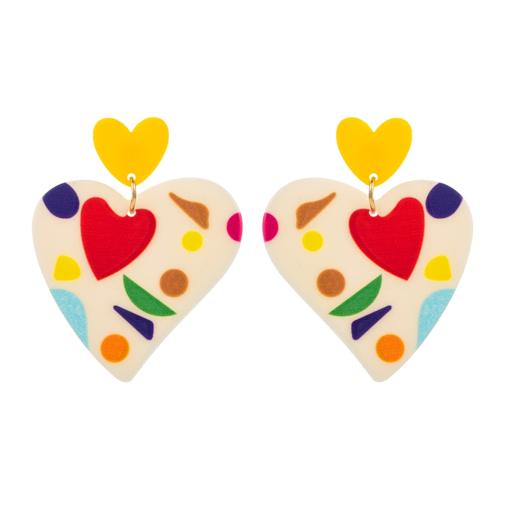 1 Pair Asymmetric Flower Inlay Alloy Resin Drop Earrings