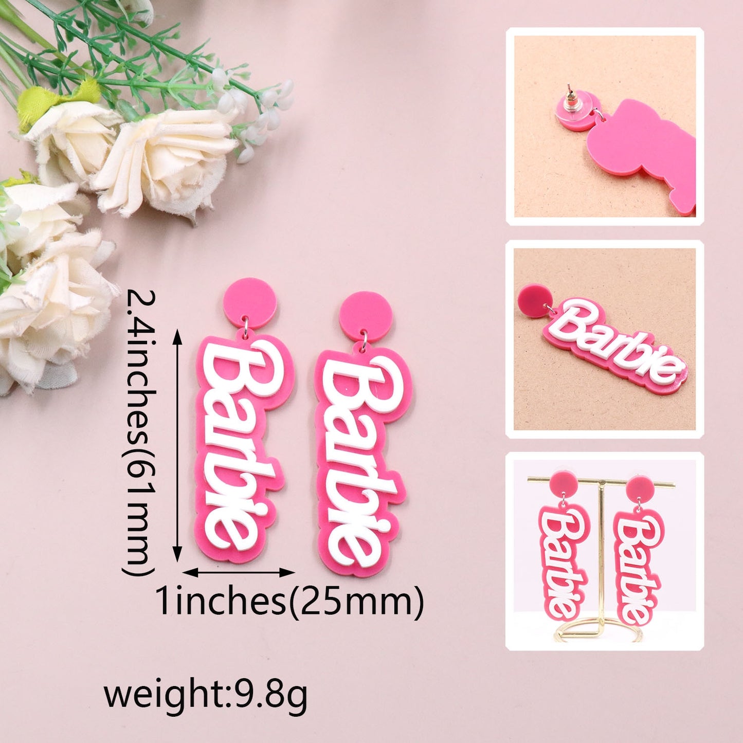 1 Pair Cute Cartoon Character Acrylic High Heel Earrings - Hot Pink Statement Jewelry