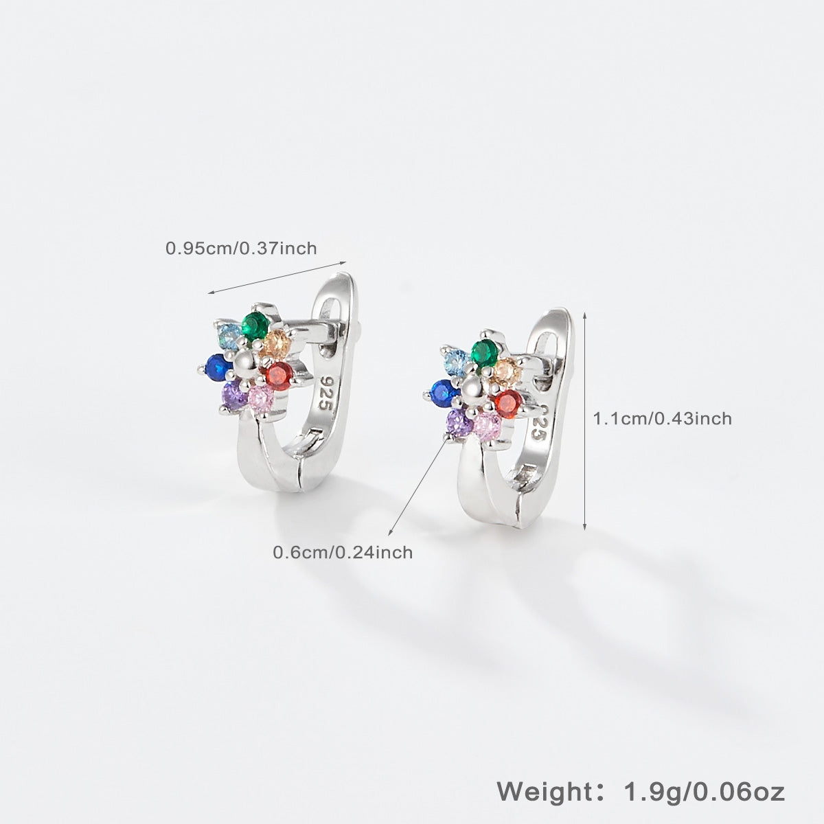 1 Pair Sterling Silver Star Paw Print Flower Zircon Hoop Earrings for Kids