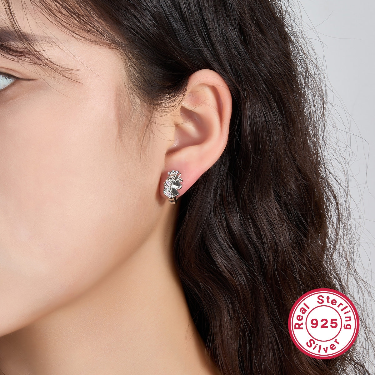 1 Pair Sterling Silver Star Paw Print Flower Zircon Hoop Earrings for Kids