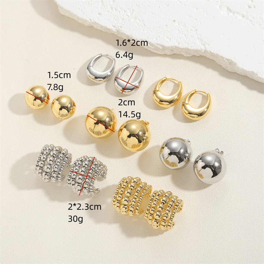 1 Pair Minimalist U Shape 14k Gold Plated Copper Zircon Ear Studs
