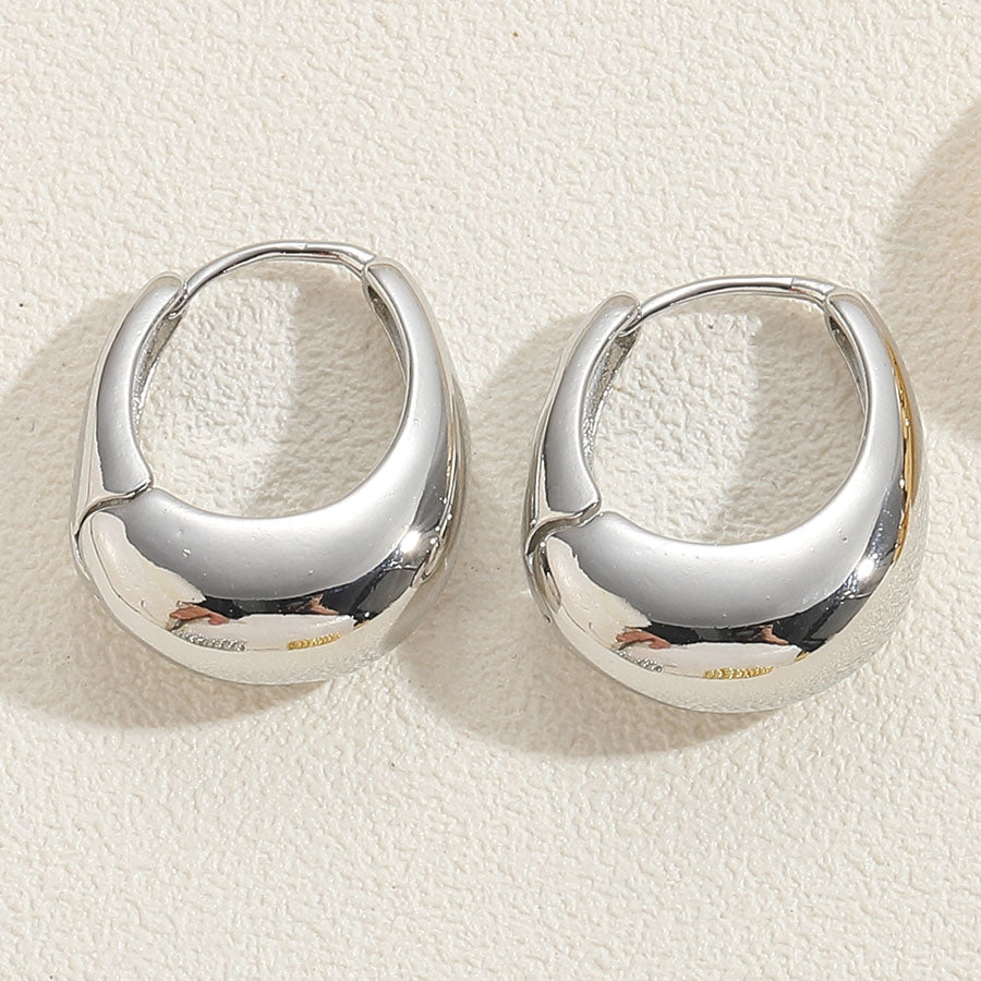 1 Pair Minimalist U Shape 14k Gold Plated Copper Zircon Ear Studs