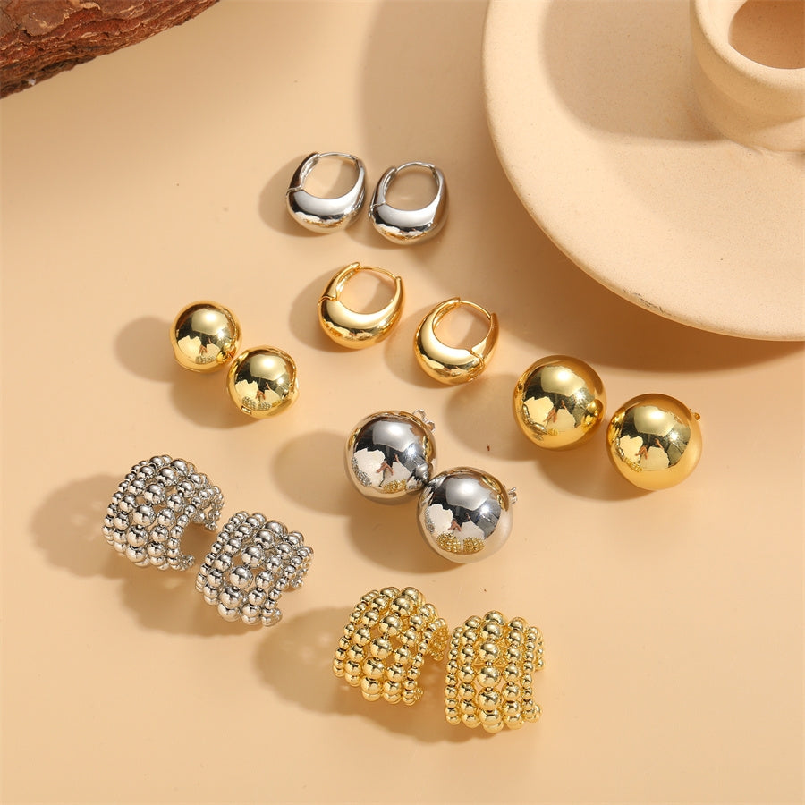 1 Pair Minimalist U Shape 14k Gold Plated Copper Zircon Ear Studs