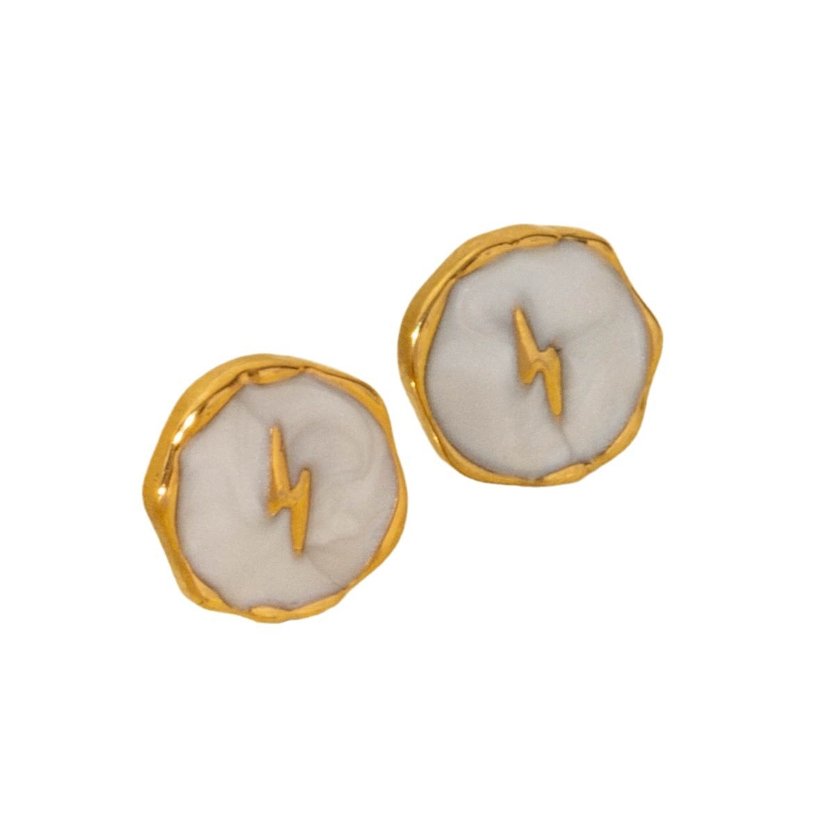 Elegant Lightning Bolt 18k Gold Plated Stainless Steel Ear Studs