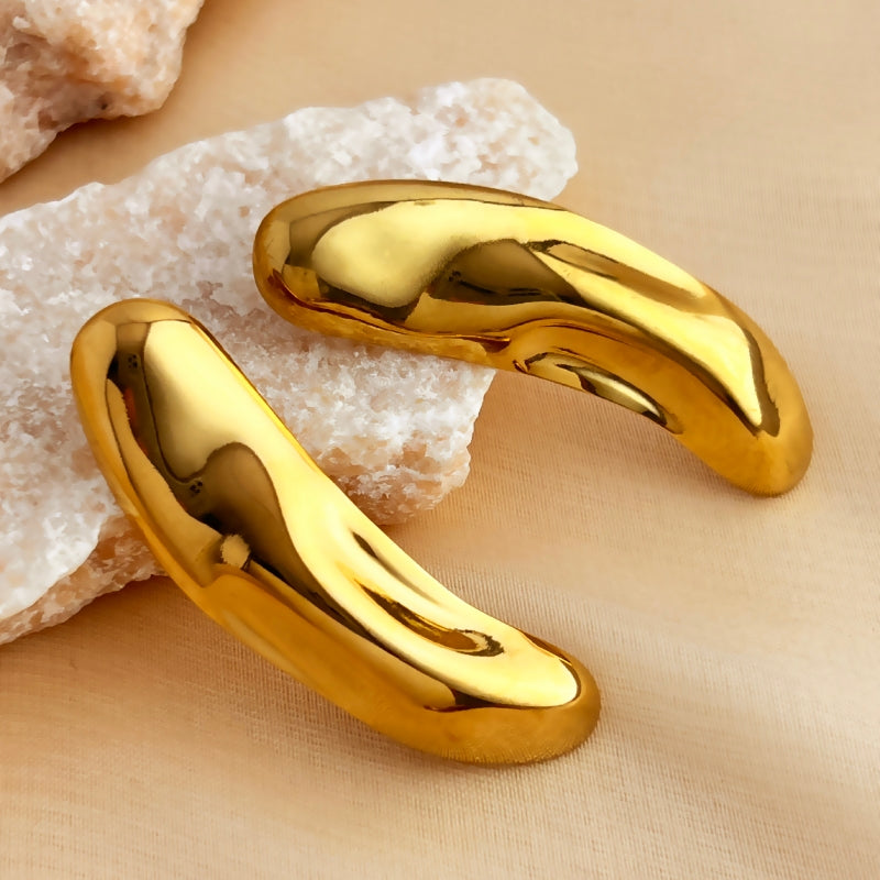 1 Pair Elegant Geometric 18K Gold Plated Stainless Steel Ear Studs