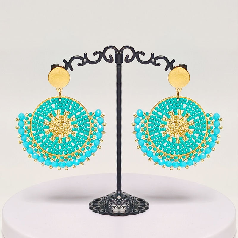 Bohemian Ethnic Glass Beaded Drop Earrings