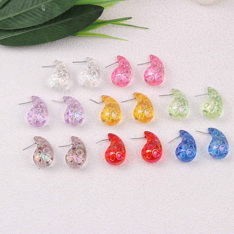 Exaggerated Acrylic Water Droplet Stud Earrings