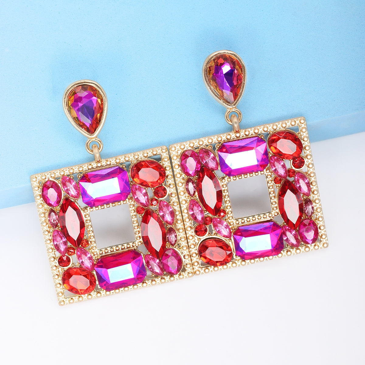 1 Pair Geometric Alloy Inlay Glass Stone Women's Drop Earrings