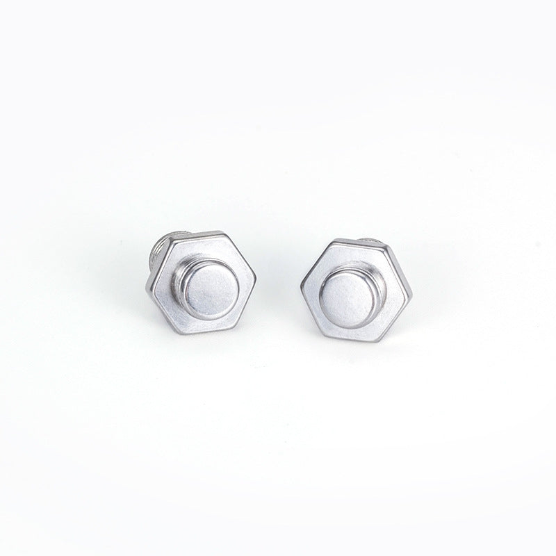 1 Pair Hip-Hop Geometric Cross Titanium Steel Hexagon Stud Earrings