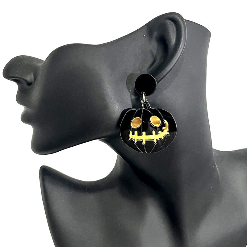 1 Pair Hip-hop Streetwear Halloween Acrylic Pumpkin Ghost Drop Earrings