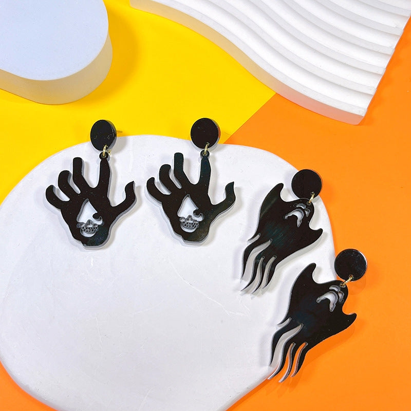 1 Pair Hip-hop Streetwear Halloween Acrylic Pumpkin Ghost Drop Earrings