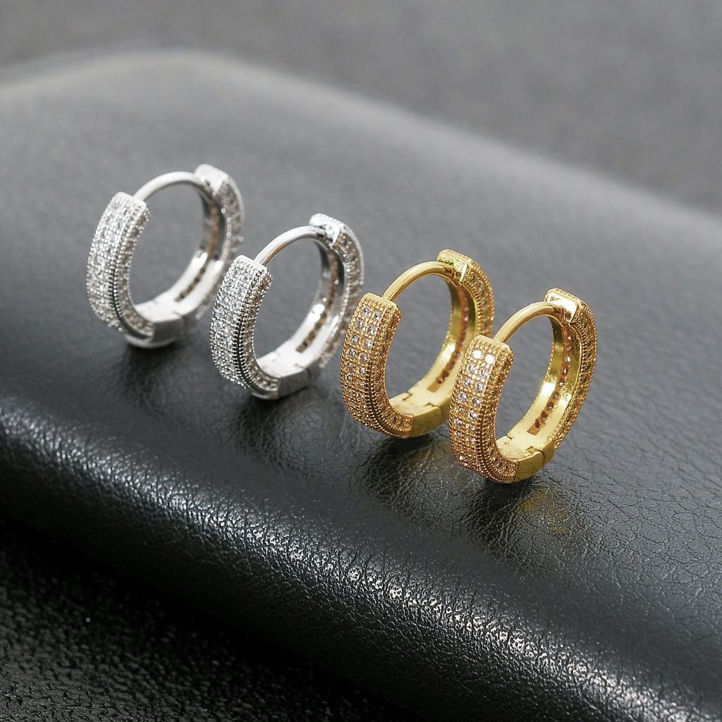 1 Pair Hip-hop U Shape Copper Rhinestone Hoop Earrings