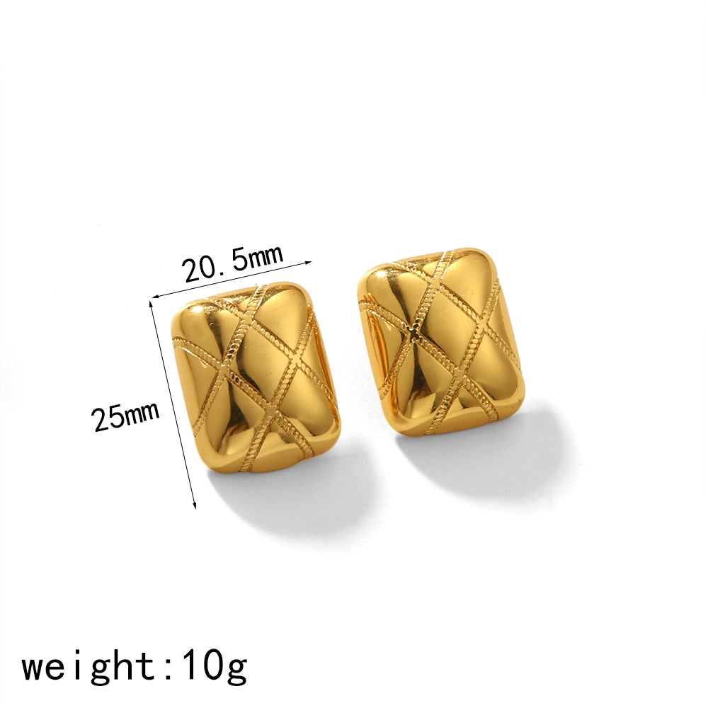 1 Pair IG Style French Geometric 18K Gold Plated Stainless Steel Heart Stud Earrings