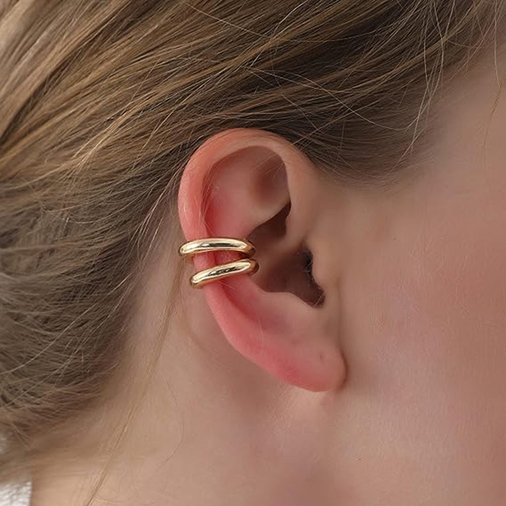 1 Pair IG Style Minimalist C Shape Gold Plated Stainless Steel Ear Cuffs