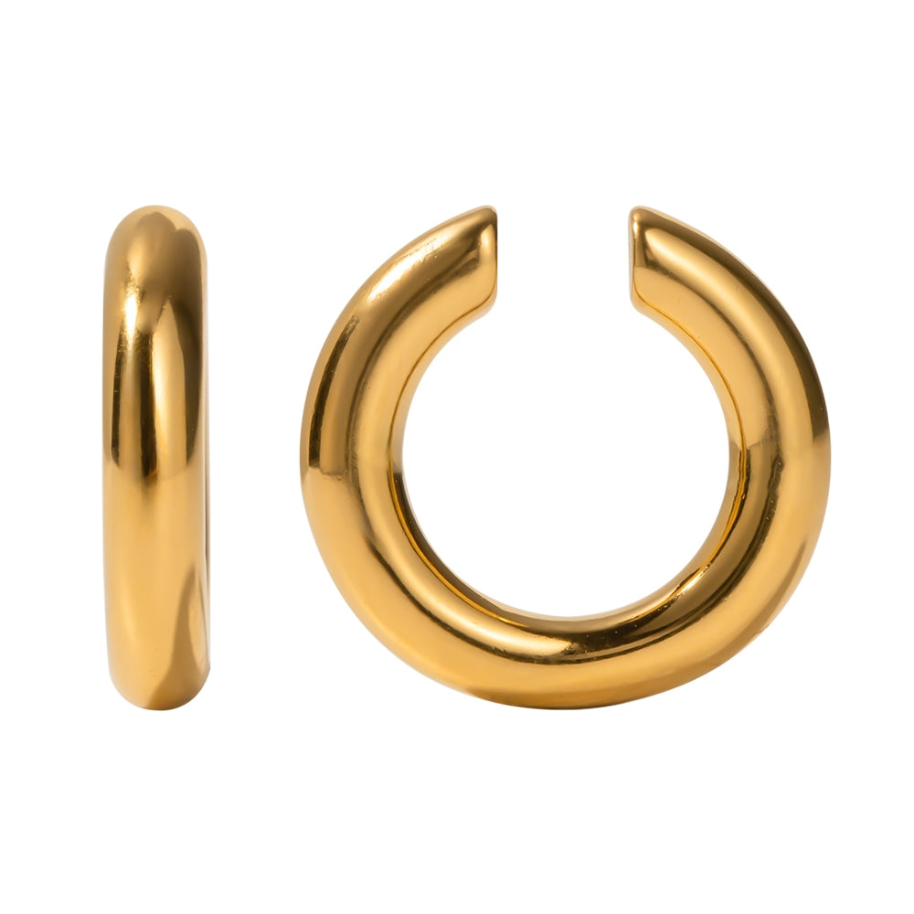 1 Pair IG Style Minimalist C Shape Gold Plated Stainless Steel Ear Cuffs