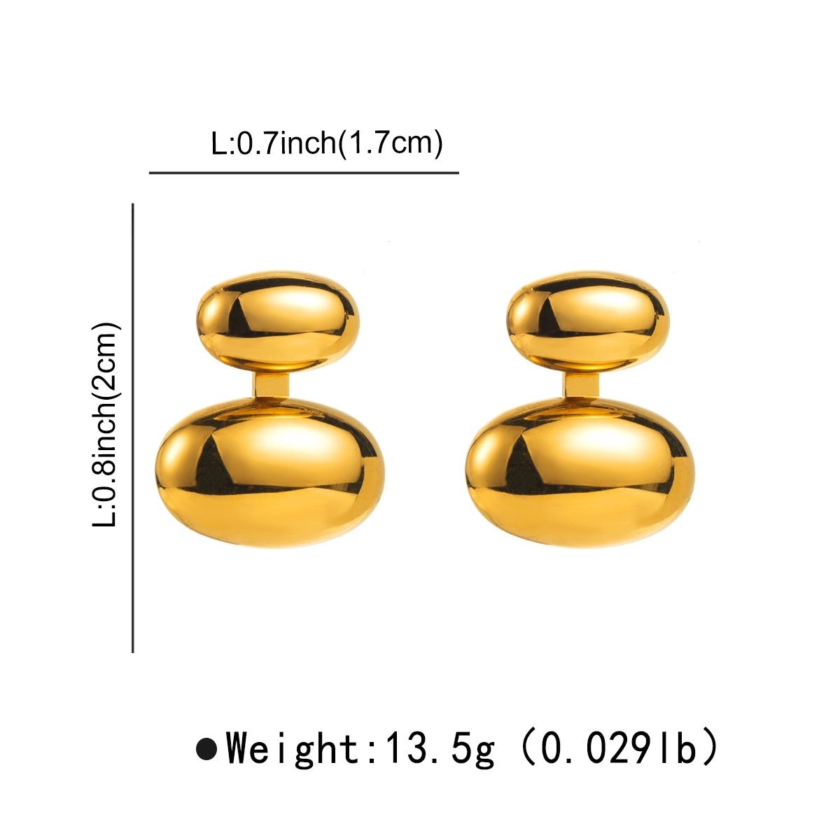 1 Pair Geometric Plating Stainless Steel Oval Ear Studs