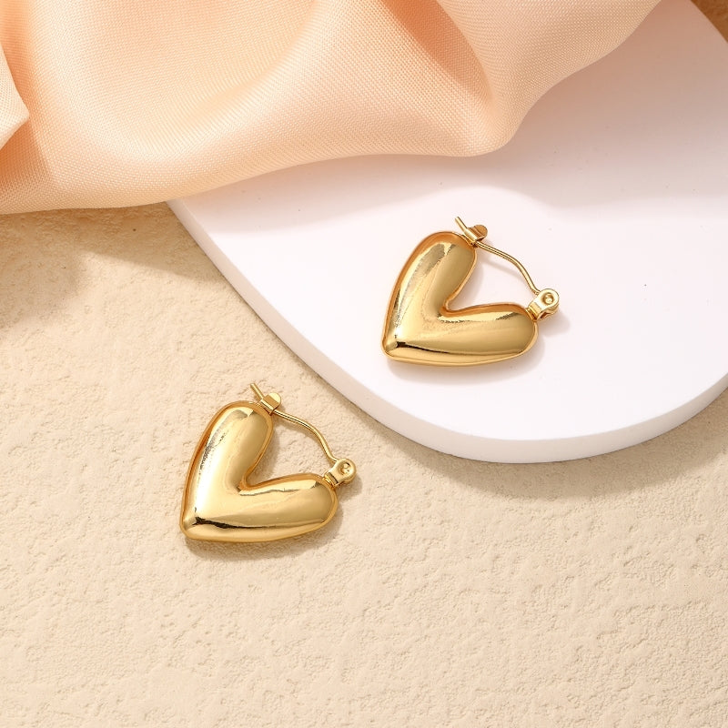 IG Style Vintage Heart Shape Gold Plated Stainless Steel Ear Clips