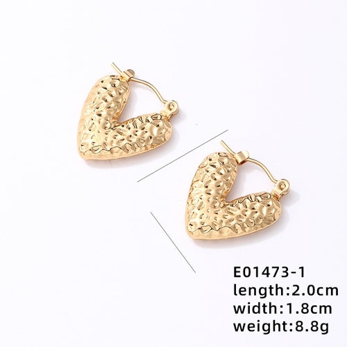 IG Style Vintage Heart Shape Gold Plated Stainless Steel Ear Clips