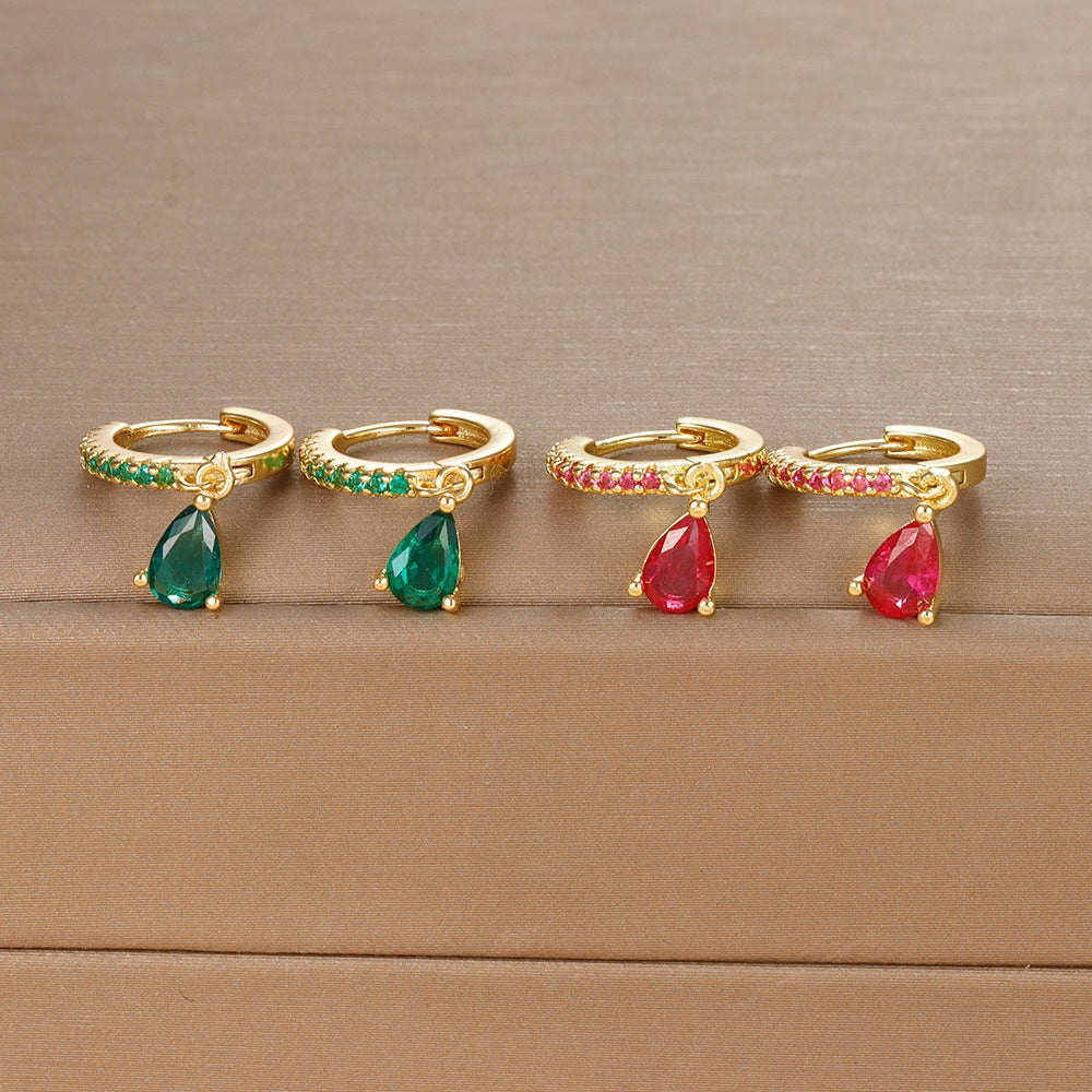 1 Pair Geometric Water Drop Zircon Stainless Steel Earrings