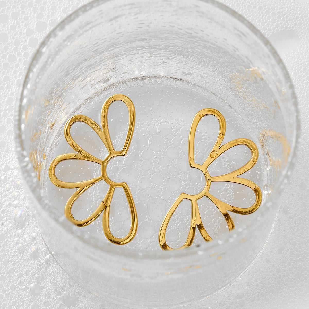 1 Pair Minimalist Flower Hollow Out 316 Stainless Steel Gold Plated Ear Studs