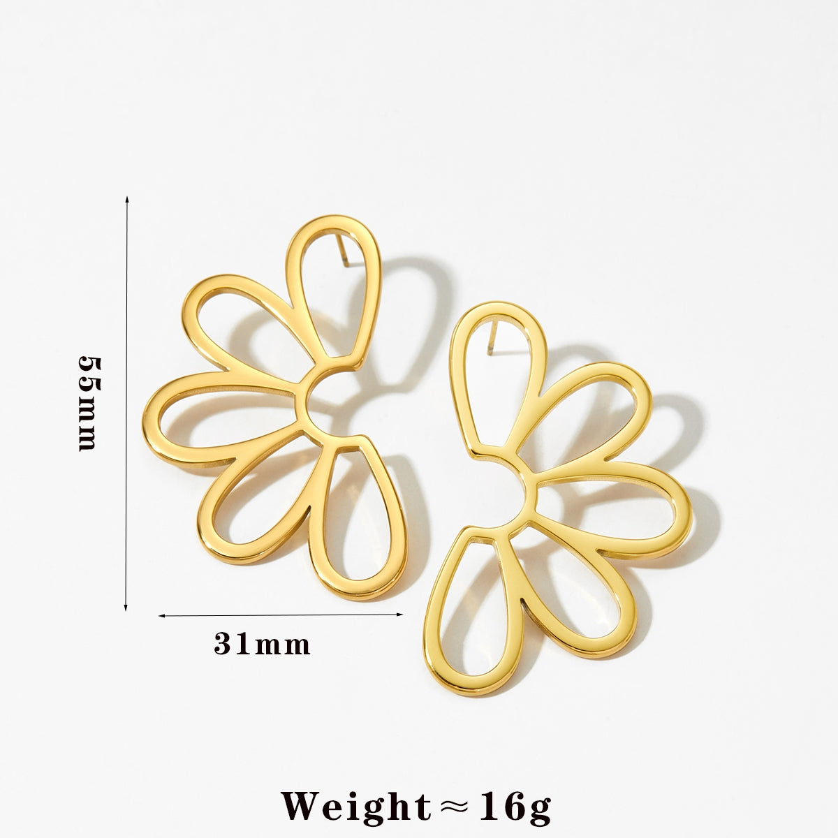 1 Pair Minimalist Flower Hollow Out 316 Stainless Steel Gold Plated Ear Studs