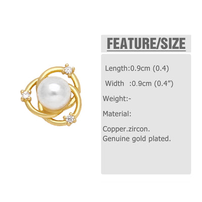 Modern Rabbit Flower Pearl Zircon 18K Gold Plated Stud Earrings