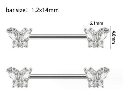 Simple Style Flower & Butterfly Zircon Stainless Steel Body Chain Piercing Jewelry