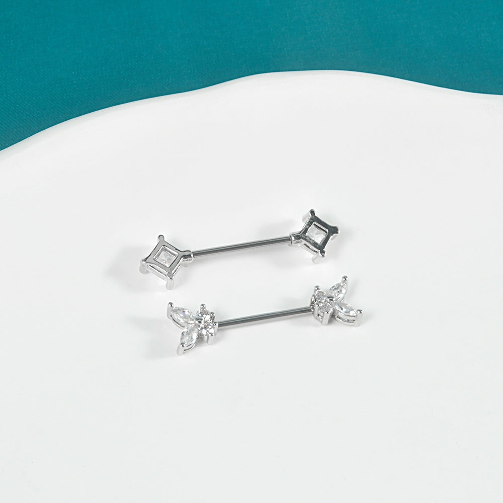 Simple Style Flower & Butterfly Zircon Stainless Steel Body Chain Piercing Jewelry