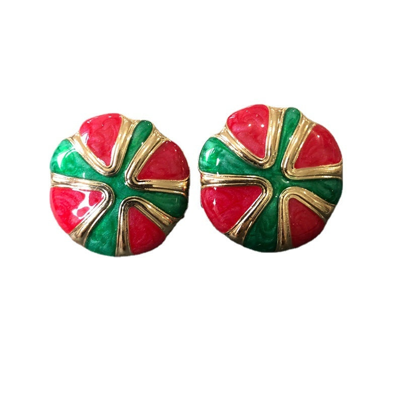 1 Pair Vintage Geometric Alloy Rhinestone Flower Drop Earrings for Women
