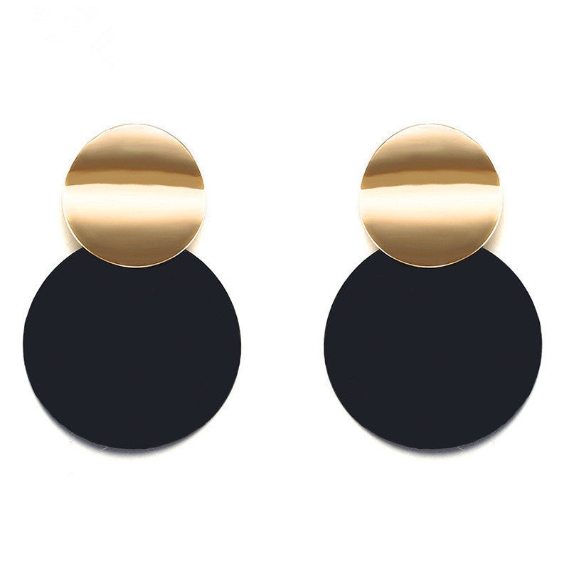 Retro Geometric Circle Metal Stud Earrings