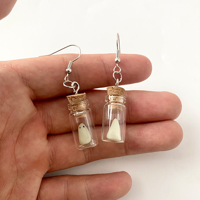 1 Pair Halloween Glow-in-the-Dark Devil Soft Clay Drop Earrings and Necklace Set