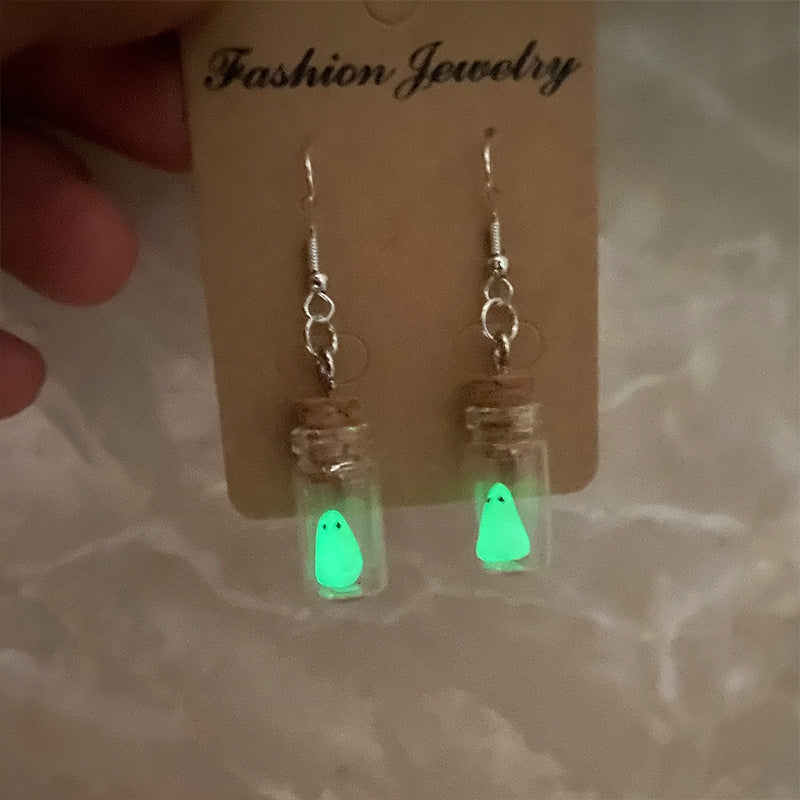 1 Pair Halloween Glow-in-the-Dark Devil Soft Clay Drop Earrings and Necklace Set