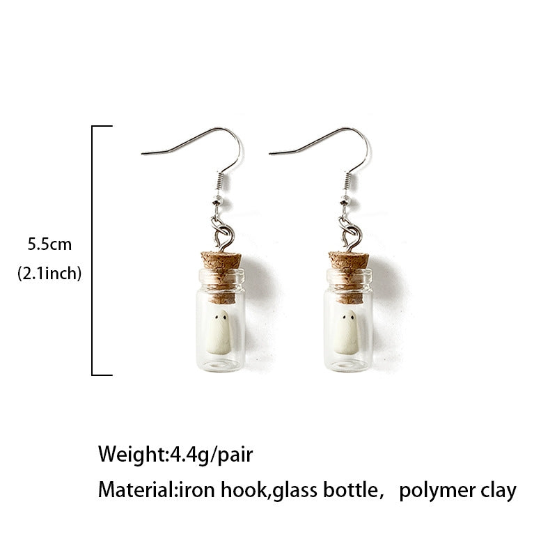 1 Pair Halloween Glow-in-the-Dark Devil Soft Clay Drop Earrings and Necklace Set