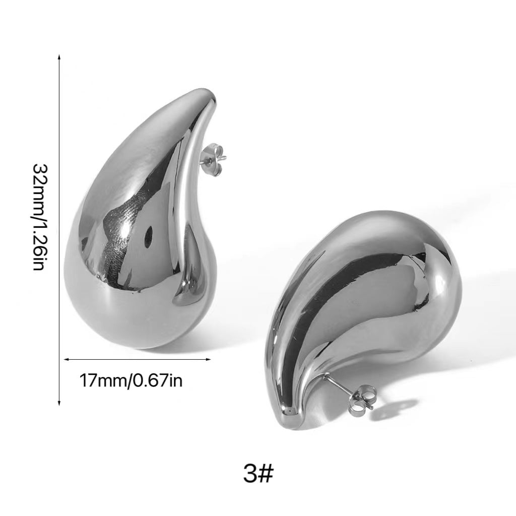 1 Pair Minimalist Water Droplet 18K Gold Plated 316L Stainless Steel Hollow Earrings