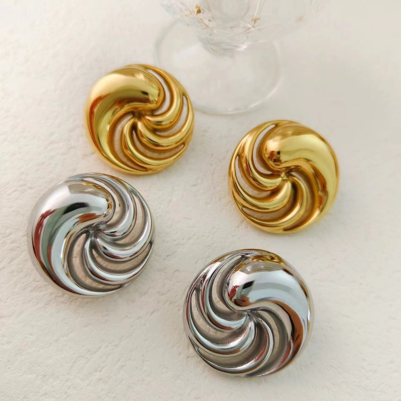 1 Pair Minimalist Geometric Stainless Steel Stud Earrings