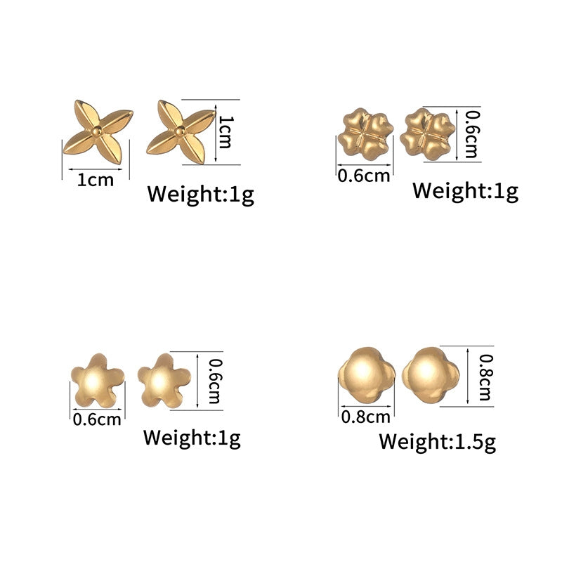 1 Pair Minimalist Flower Inlay 18k Gold Plated Stainless Steel Pearl Rhinestone Stud Earrings