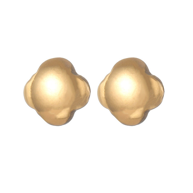 1 Pair Minimalist Flower Inlay 18k Gold Plated Stainless Steel Pearl Rhinestone Stud Earrings