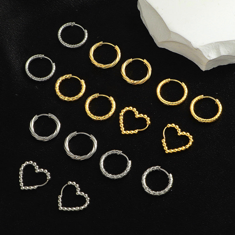 1 Pair Geometric Titanium Steel Hoop Earrings