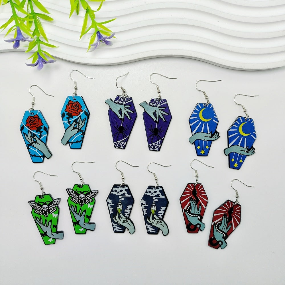 1 Pair Halloween Ghostly Spider Web Acrylic Drop Earrings