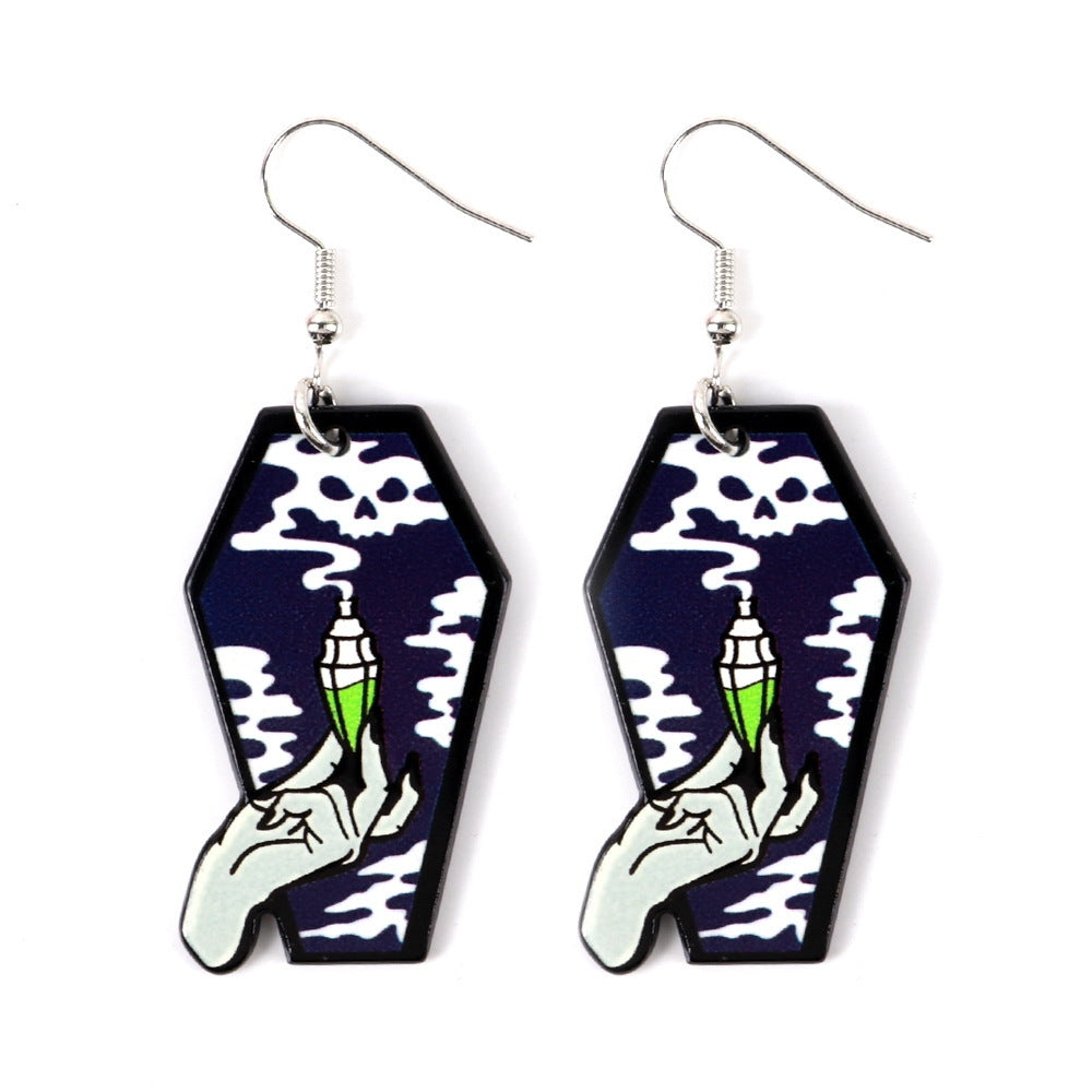 1 Pair Halloween Ghostly Spider Web Acrylic Drop Earrings