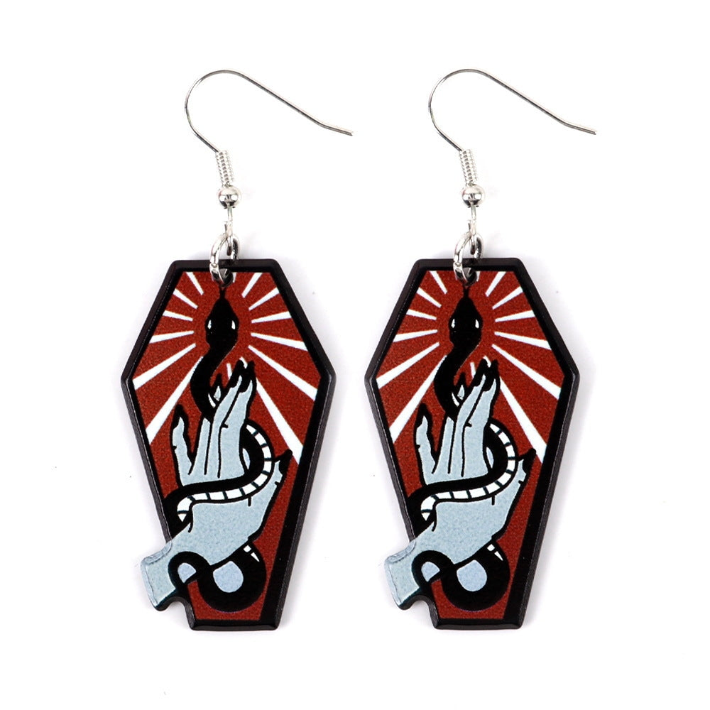 1 Pair Halloween Ghostly Spider Web Acrylic Drop Earrings