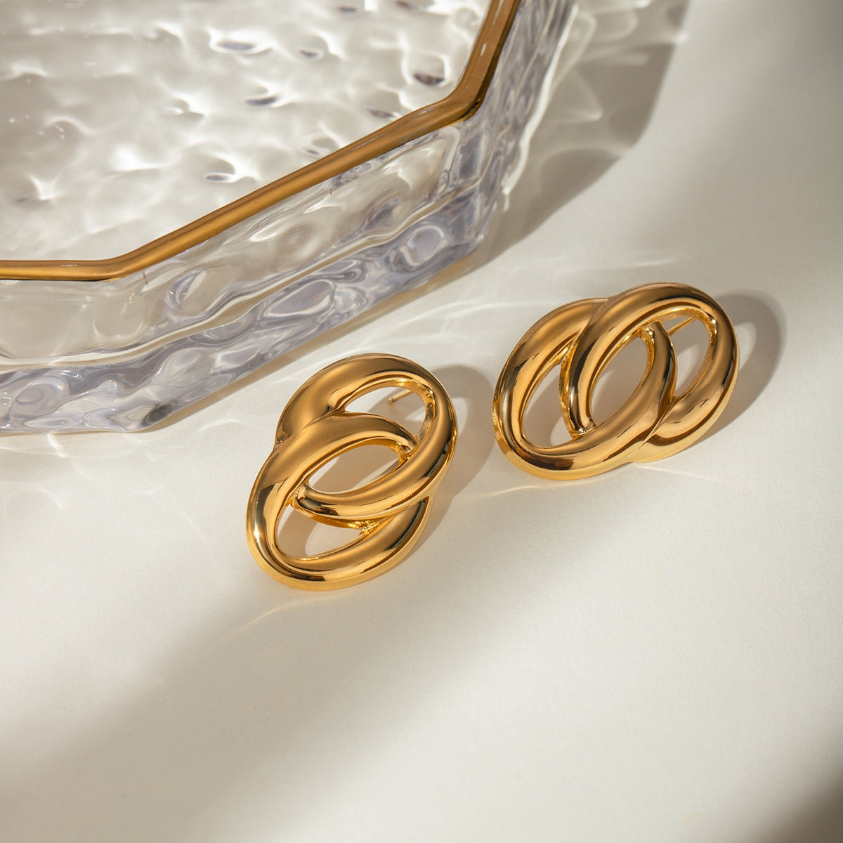 1 Pair Minimalist O-Type 18k Gold Plated Stainless Steel Earrings