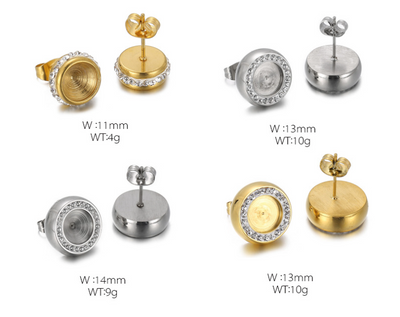 "Round Zircon Stainless Steel Stud Earrings with Micro-Inlaid Crystals – Simple and Fashionable Korean Style"